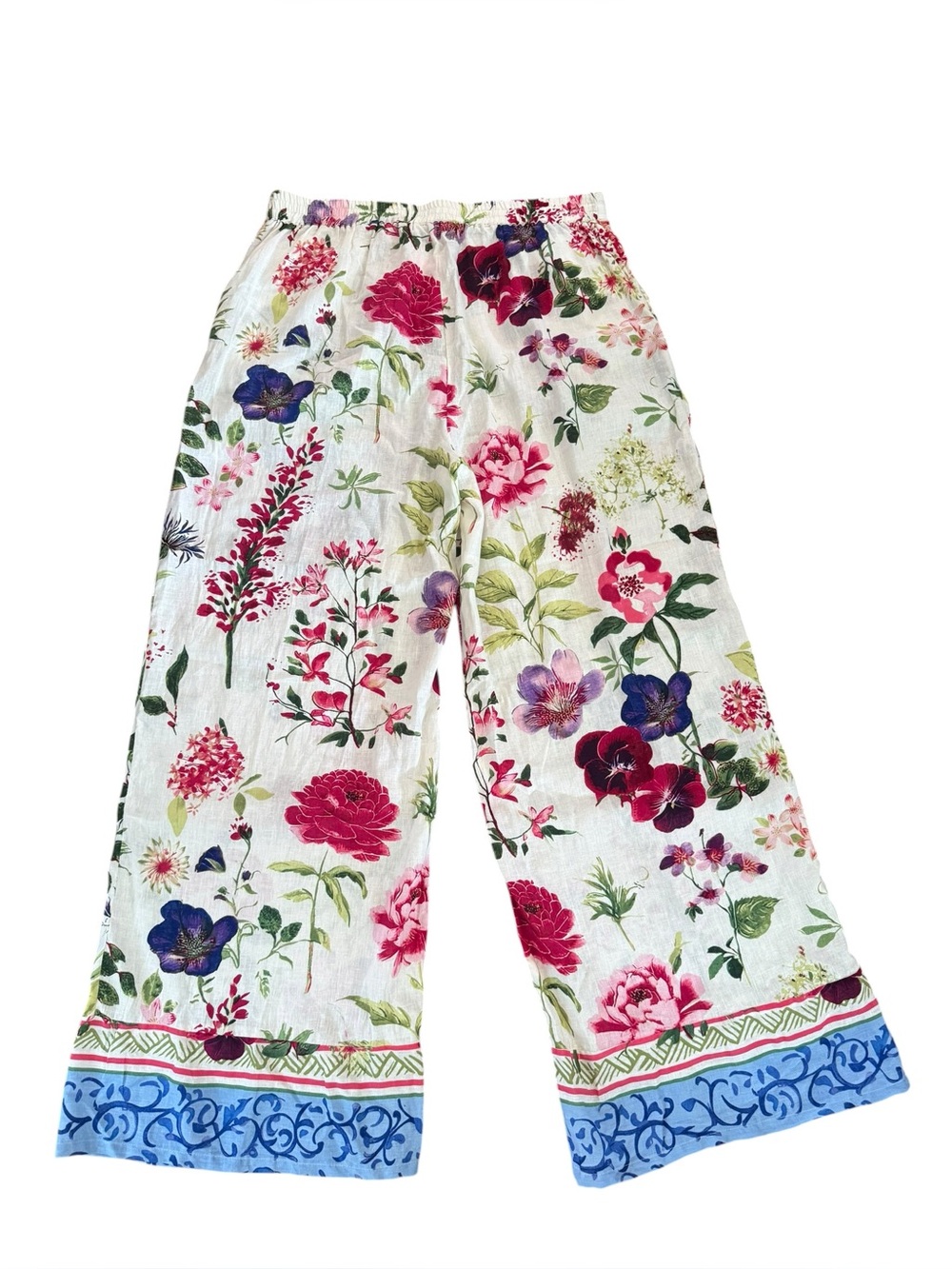 CHRISTIAN SIRIANO Linen Blend Floral Pants Size L NEW - Picture 2 of 6